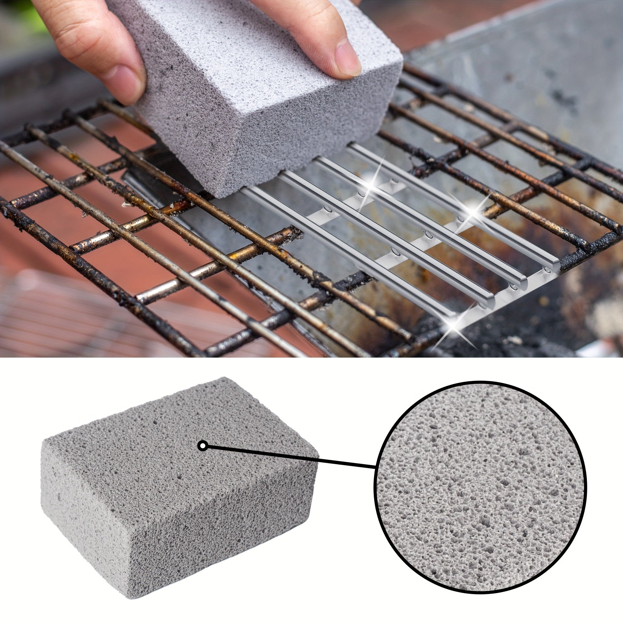 BBQ Grill Cleaning Brick - Pumice Stone for Barbecue Rack & Outdoor Kitchen, Non-Scratch, Easy to Shred, Essential BBQ Tool, Grill Cleaning Brick TARHUS