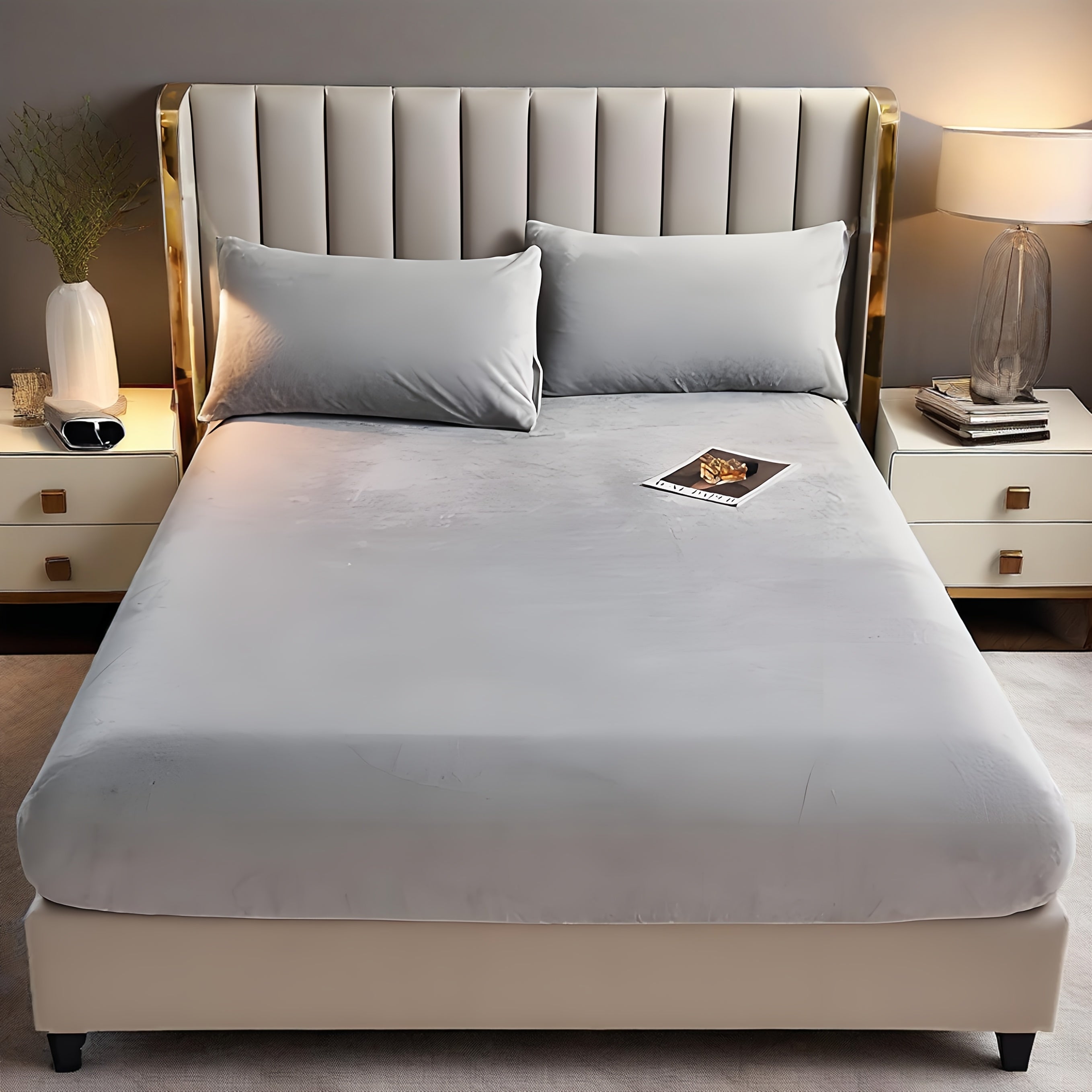 3-Piece Deep Pocket Velvet Fitted Sheet Set - Ultra-Soft Bedding with Pillowcases - TARHUS