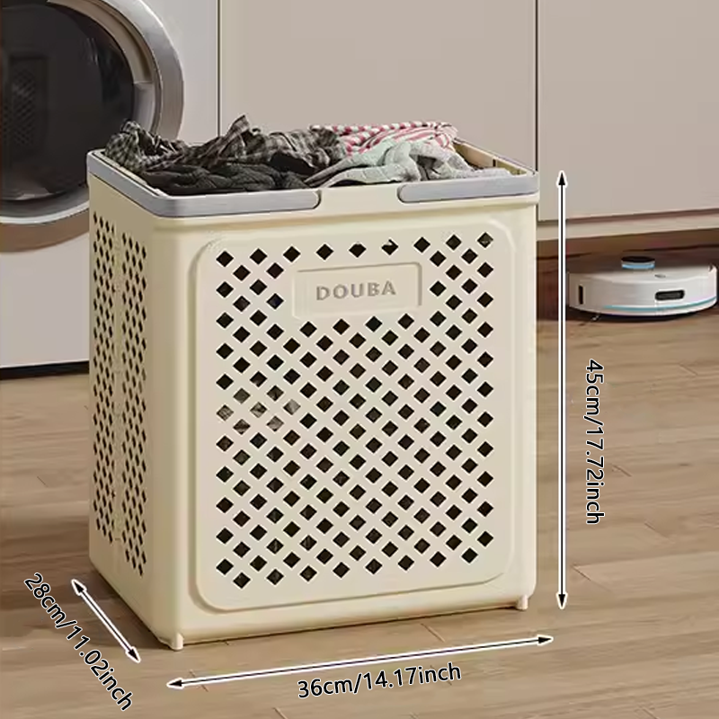 Large Capacity Collapsible Laundry Basket: Breathable Design & Built-In Wheels - TARHUS