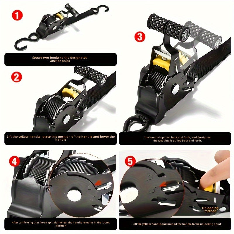Heavy-Duty Retractable Cargo Strap – 3m+ Auto Take-Up Tie Down Strap for Towing, Camping & Car Racks | No Assembly, Fast Release