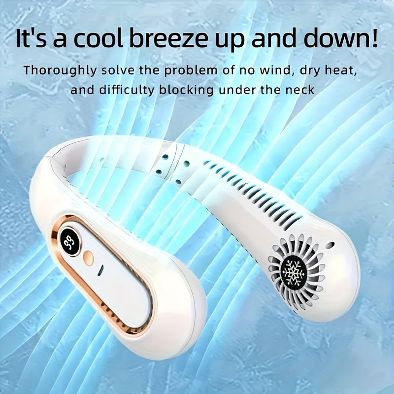 Portable USB Neck Fan – Super Ice Cooling, Adjustable Personal Fan for Summer TARHUS