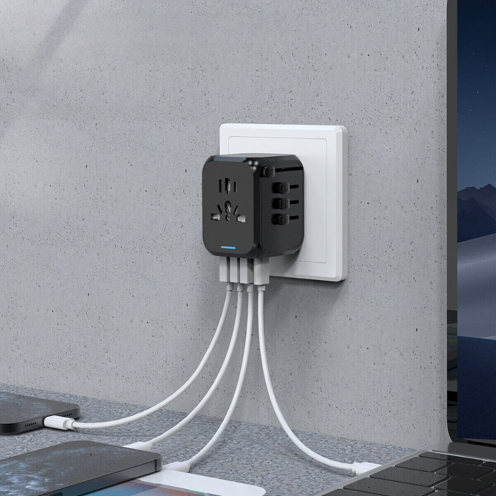 All-in-One Universal Travel Adapter – Worldwide Power Plug Converter with USB Ports for UK, EU, US, AU Outlets - TARHUS