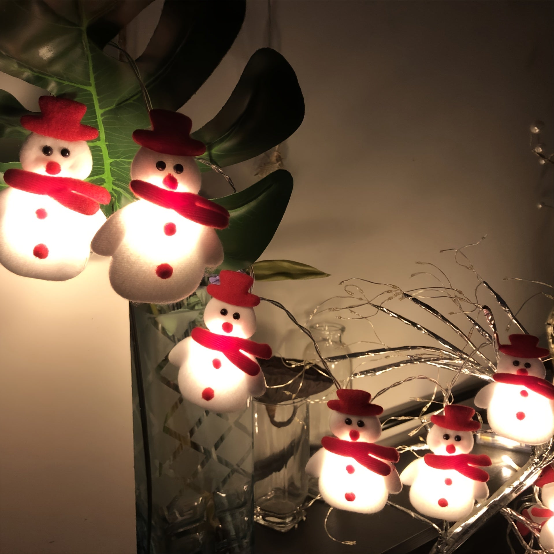 LED Snowman Tree Lights – Warm White Battery-Powered Holiday Decor TARHUS
