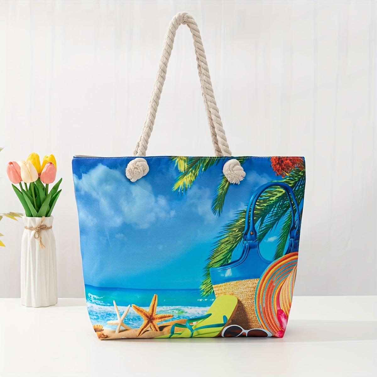 Bohemian Chic Beach Tote Bag with Comfortable Double Handles - Spacious & Stylish for Womens Sun-soaked Escapes - Perfect to Hold All Beach Essentials TARHUS