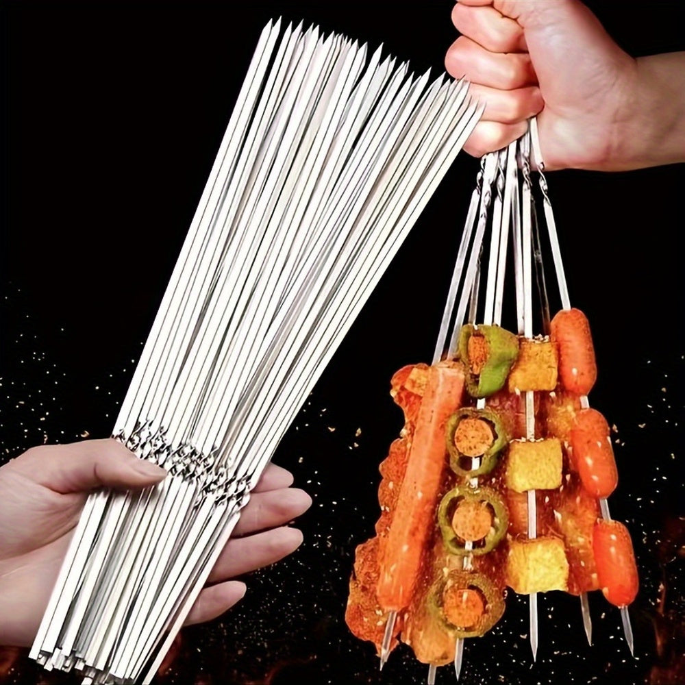 20/30/50pcs Durable Stainless Steel BBQ Skewers with 1 Tube Storage, Reusable and Easy to Clean for Outdoor and Indoor Grilling Parties TARHUS