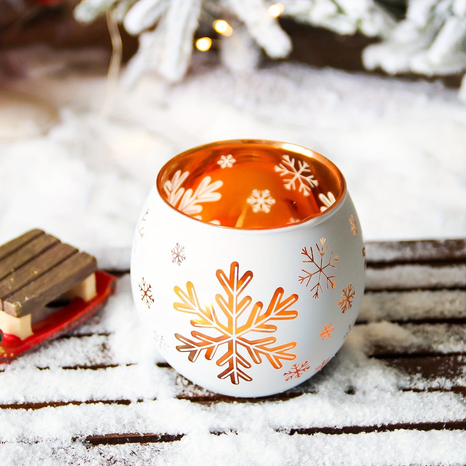 Set of 2 Glass Candle Holders with Snowflake Cutouts | FrostGlow TARHUS