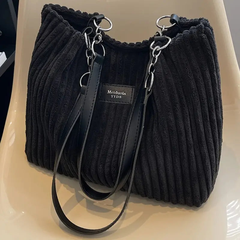 Julia Corduroy Tote Bag for Women – Shoulder Bag with Zipper