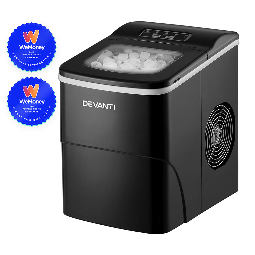 Devanti 12kg Ice Maker Machine Portable Ice Cube Tray Bar Countertop 2L Black TARHUS