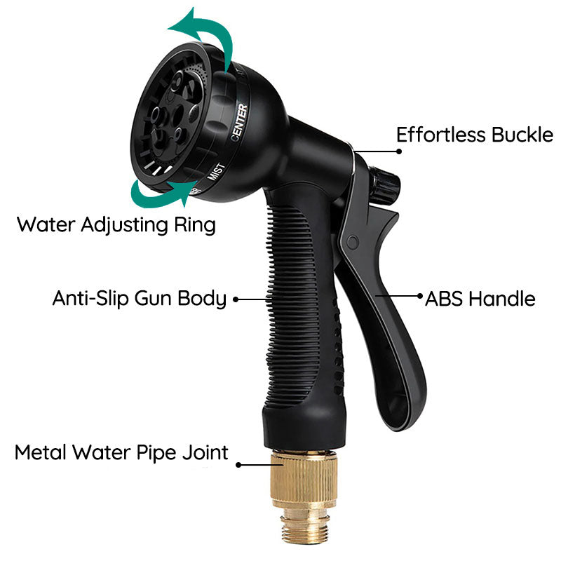 Expandable Garden Hose – Lightweight Flexible Water Hose with 8-Function Nozzle & Leak-Proof Connector - TARHUS