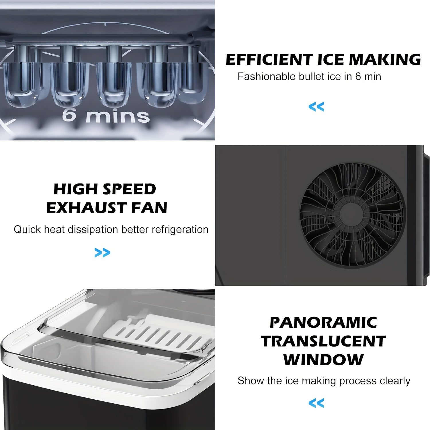 [High Capacity Self-Cleaning Ice Maker] Advwin Portable Ice Maker with Self-Cleaning Feature - High Capacity, Quiet Operation for Home Bars & Parties, Includes Scoop & Basket, Black, Ice Machine TARHUS