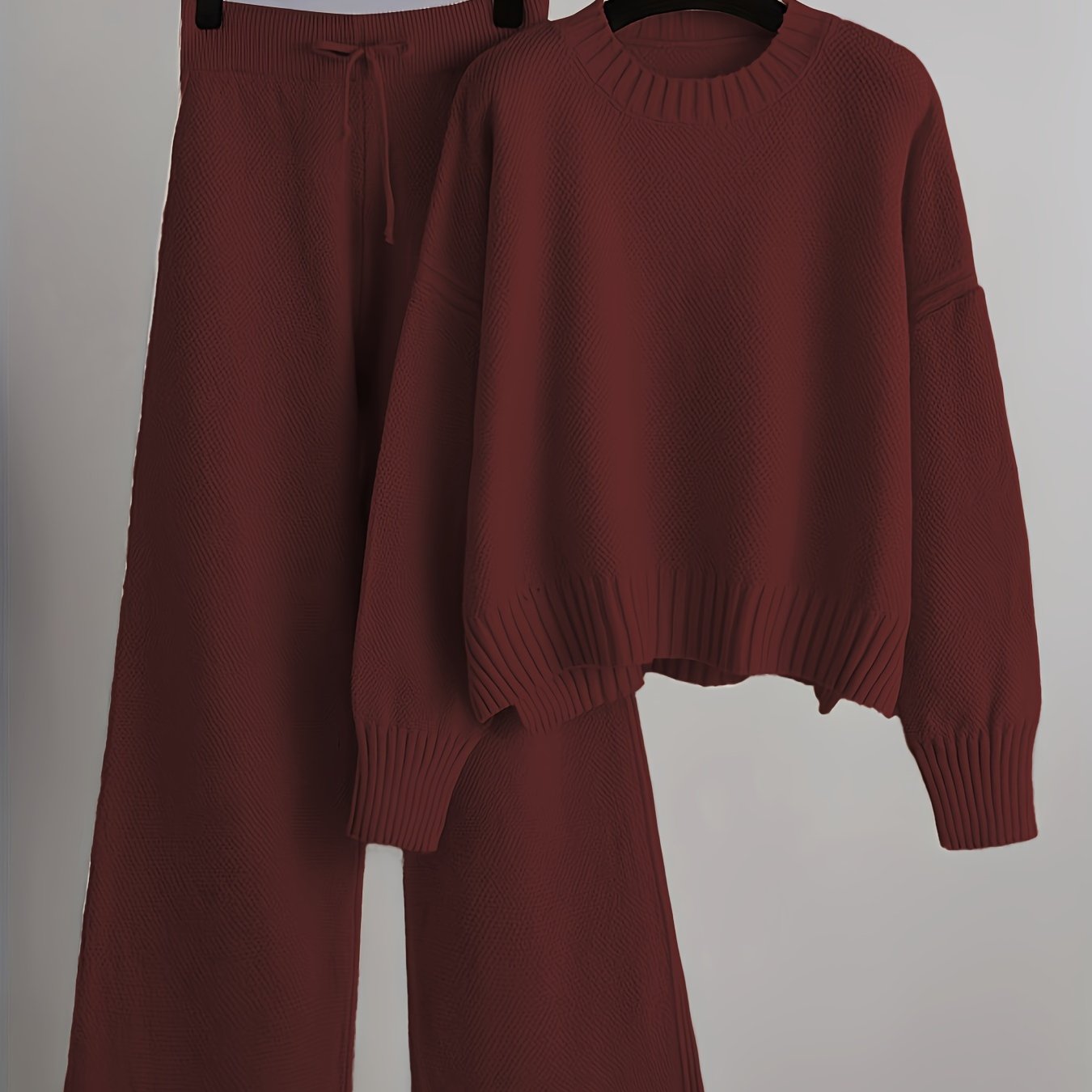 Women’s 2-Piece Knitted Lounge Set – Sweater & Wide-Leg Pants - TARHUS