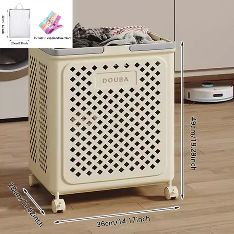 Large Capacity Collapsible Laundry Basket: Breathable Design & Built-In Wheels - TARHUS