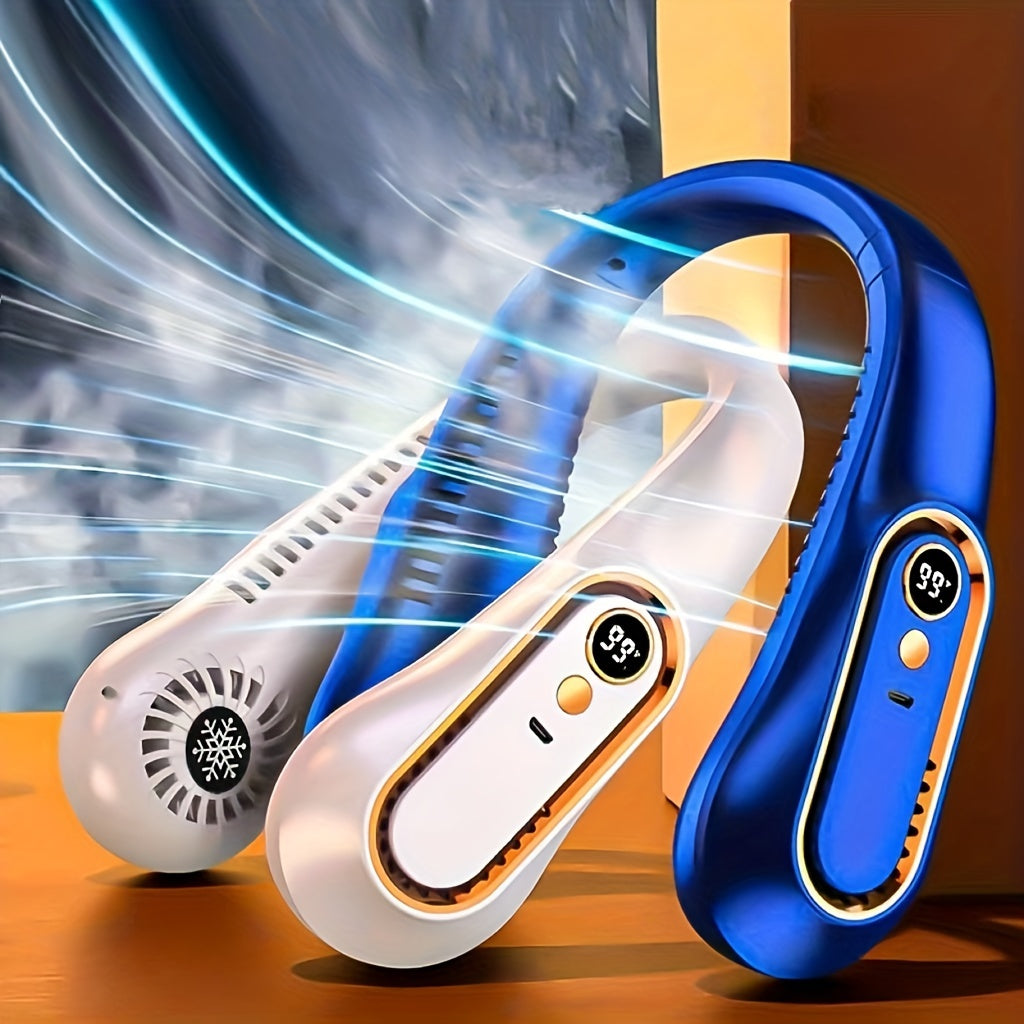 Portable USB Neck Fan – Super Ice Cooling, Adjustable Personal Fan for Summer TARHUS