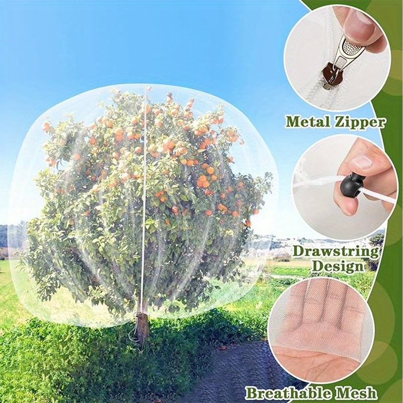 20PCs Fruit Tree Netting Bags with Zipper & Drawstring – Insect, Bird & Deer Barrier for Trees & Garden Plants TARHUS