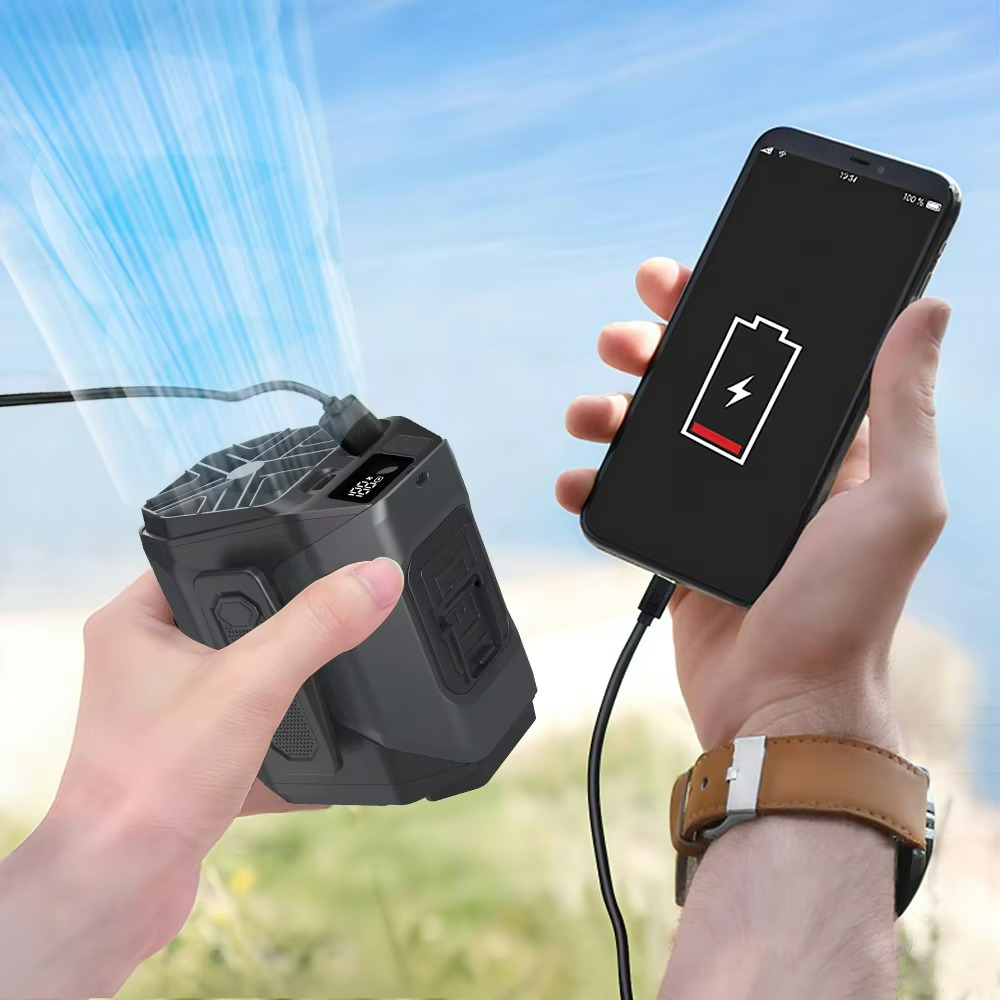 Venturo | Portable Waist Fan – 20000mAh Power Bank with Flashlight