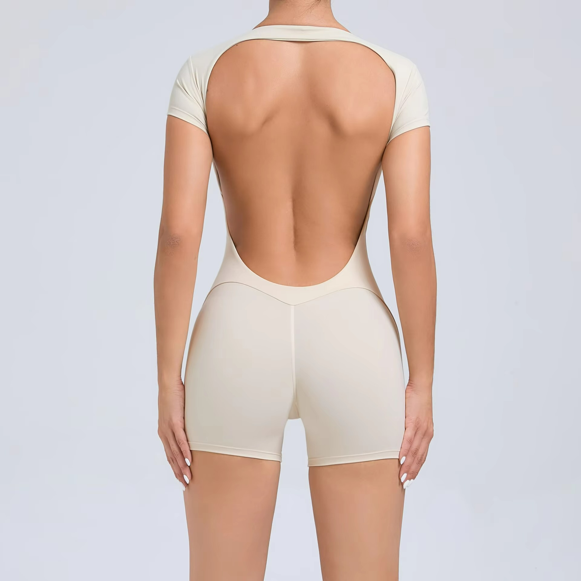 Velavia | Pilates Jumpsuit Short Sleeve with Fitted Shorts - TARHUS