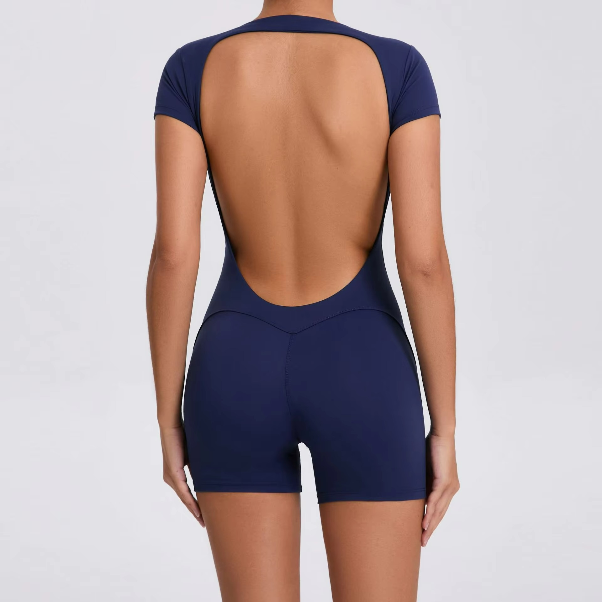 Velavia | Pilates Jumpsuit Short Sleeve with Fitted Shorts - TARHUS