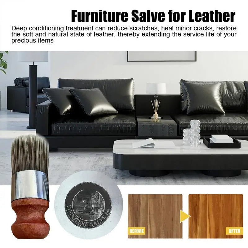 120ml Leather Furniture Salve Set – Deep Conditioner & Restorer for Sofas, Chairs, Car Seats & More - TARHUS
