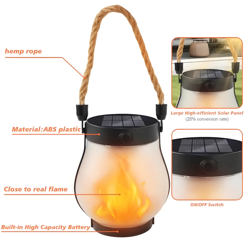 Solara | Solar Lantern Lights – Waterproof, Rustic & Flickering Flame Effect TARHUS