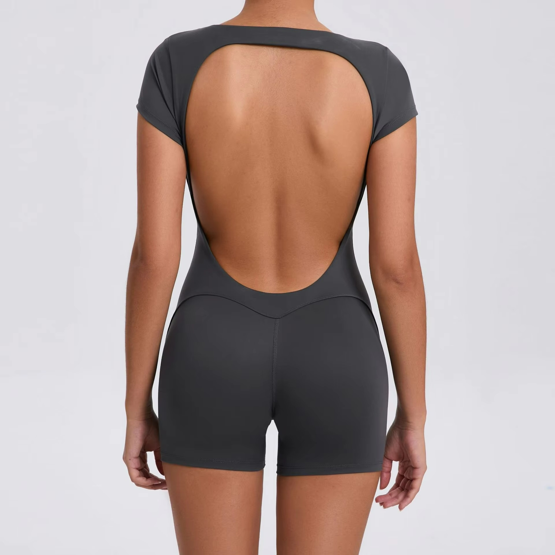 Velavia | Pilates Jumpsuit Short Sleeve with Fitted Shorts - TARHUS
