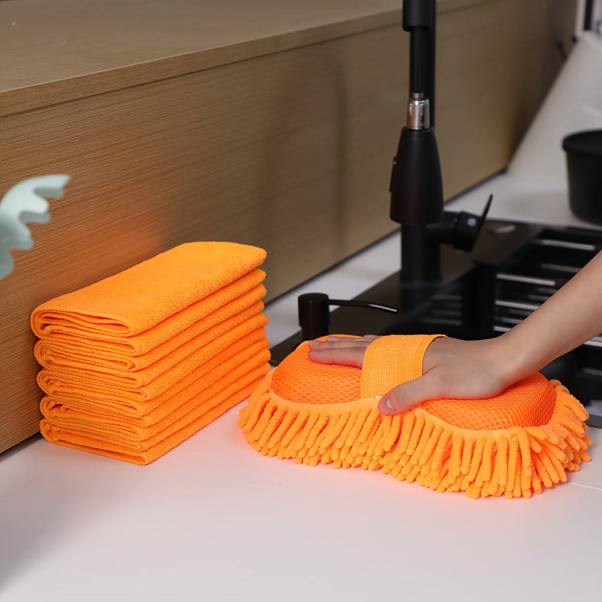 6-Piece Microfiber Car Wash Sponge & Towel Set – Super Absorbent, Scratch-Free Cleaning Kit for Auto, Home & Kitchen Use