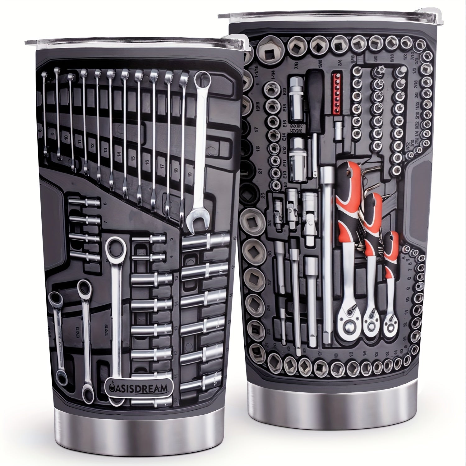 1pc 20oz Vacuum-insulated Coffee Mug, Mechanic Tool Graphic Printed Tumbler With Lid, Stainless Steel Travel Mugs With Lid, Double Wall Cups For Cold & Hot Drinks Christmas Gift TARHUS