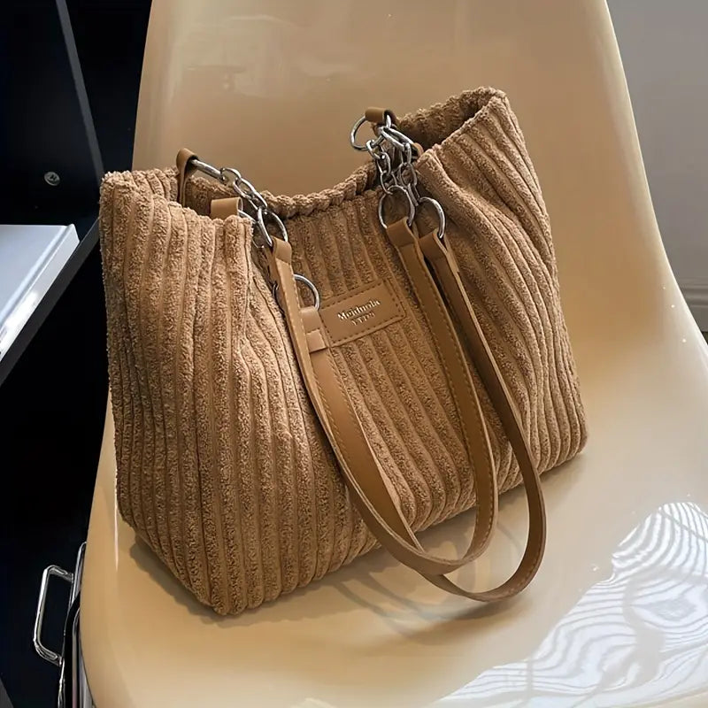 Julia Corduroy Tote Bag for Women – Shoulder Bag with Zipper