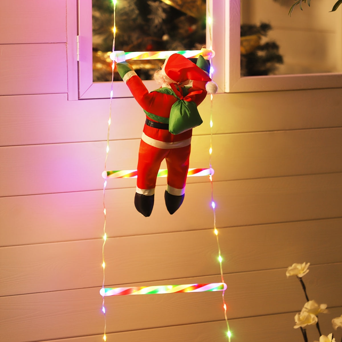 LED Christmas Ladder Light – Battery-Powered Santa Climbing Decoration TARHUS