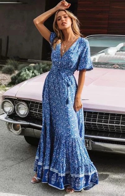Vintage Button Maxi Dress - TARHUS