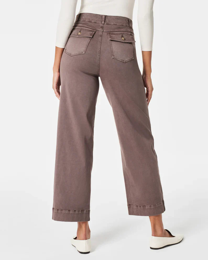 Valentina - Cropped twill trousers with flat stomach effect