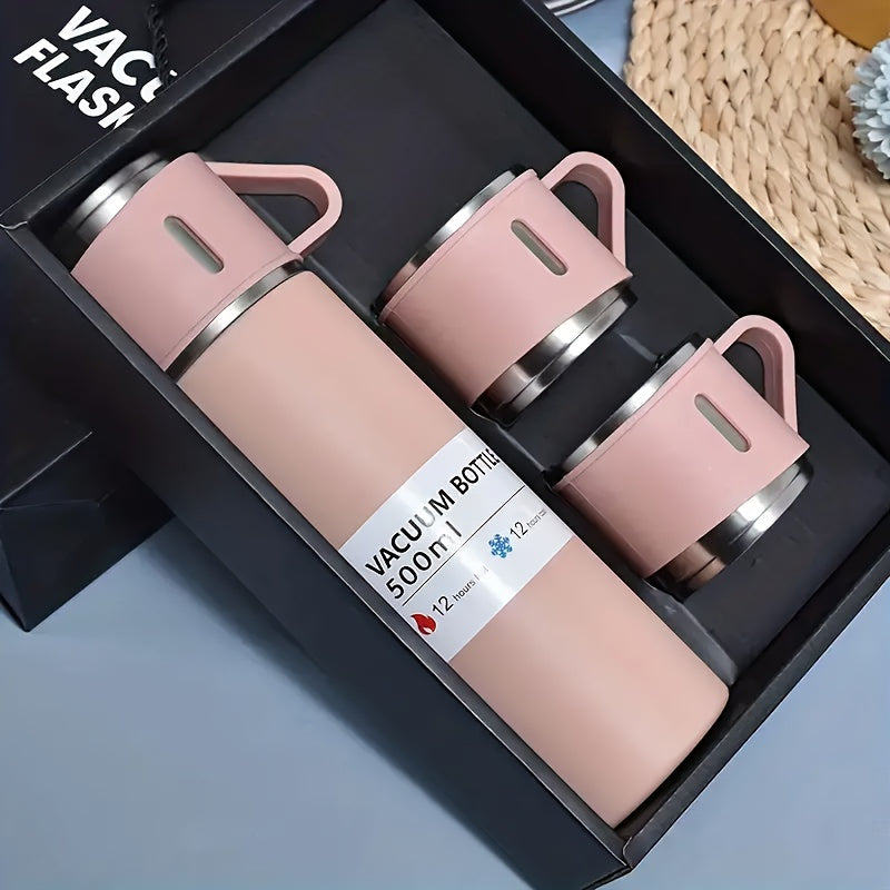 1set Thermal Mug 500ml/16.9oz, Stainless Steel Vacuum Insulated Bottle With Cup For Coffee Hot Drink And Cold Drink, Water Flask Back To School Supplies TARHUS