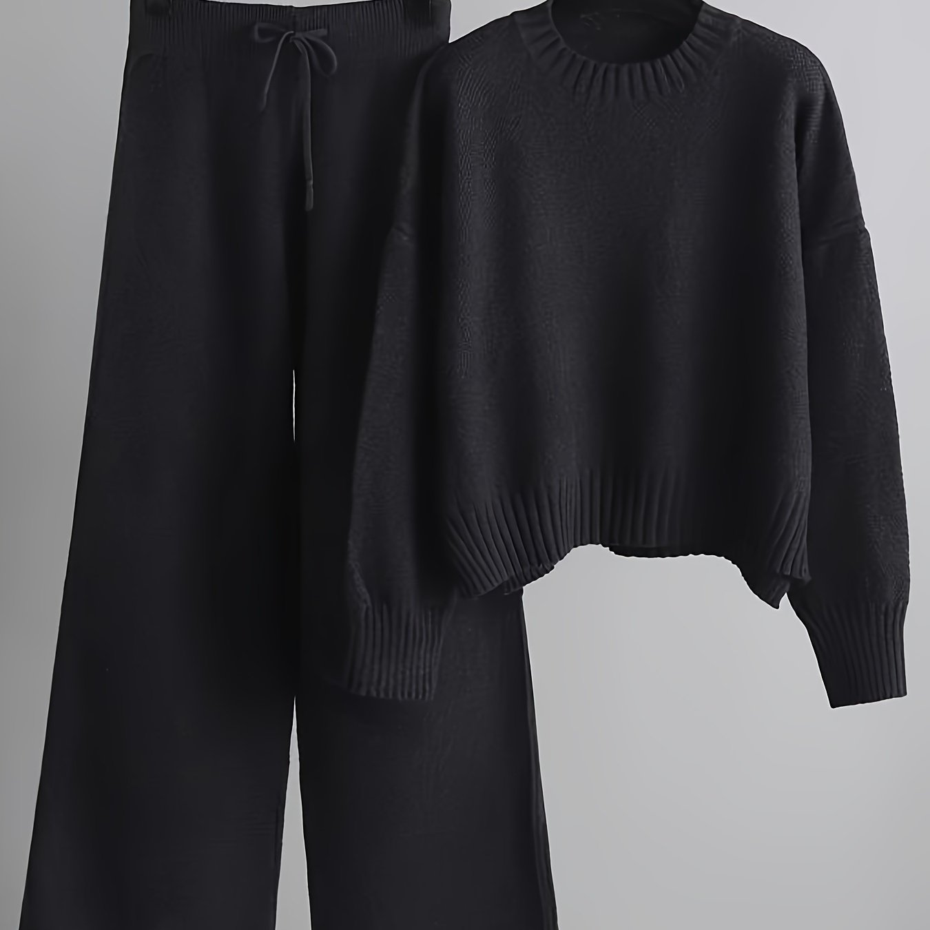 Women’s 2-Piece Knitted Lounge Set – Sweater & Wide-Leg Pants - TARHUS