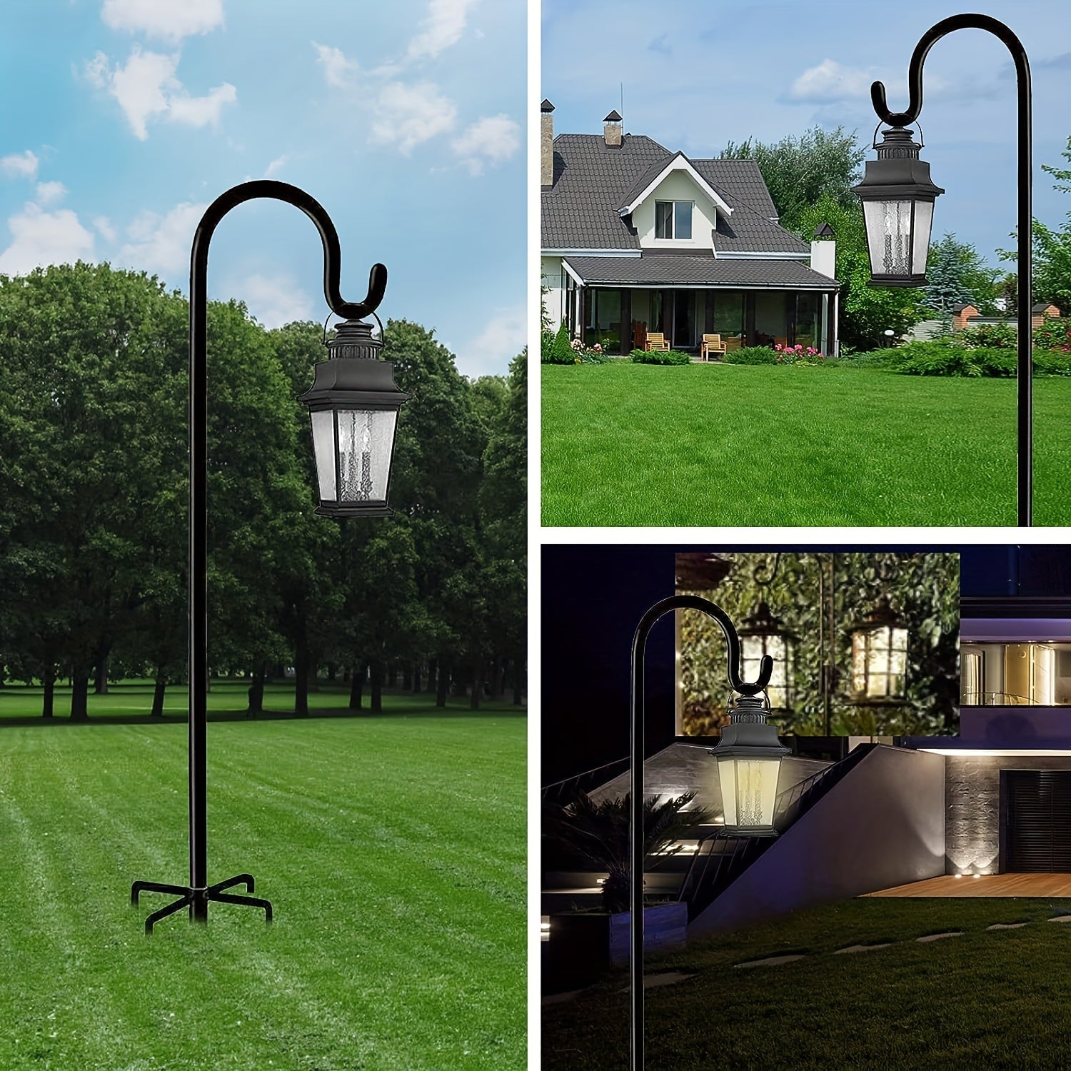 Heavy-Duty Shepherd Hook - Curved Garden Hook for Outdoor Lighting, Floral Decor, Bird Feeders - Rust-Resistant Metal Plant Hanging hook - Choose from 78.74/119.38/160.02 cm Heights - Easy Installation for Beginners & Experts - Ideal for Residential & Com TARHUS