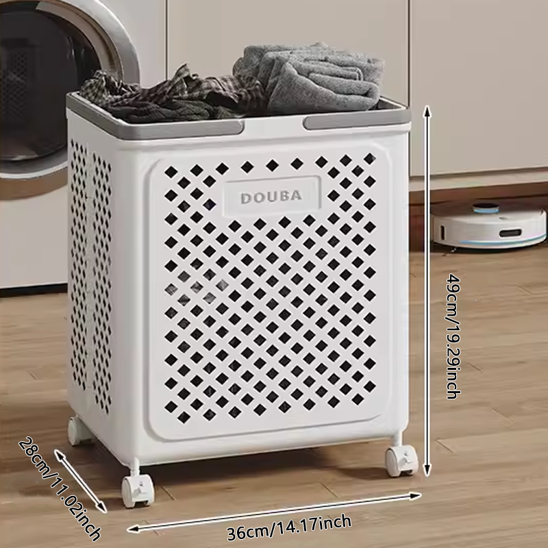 Large Capacity Collapsible Laundry Basket: Breathable Design & Built-In Wheels - TARHUS