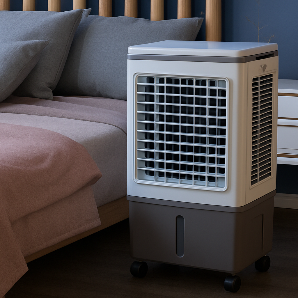 AeroCool | Industrial 4-in-1 Evaporative Cooler – 9740 CFM Air Fan with 12-Gallon Tank & Easy-Roll Wheels | High Volume Cooling | For Garages & Workshops