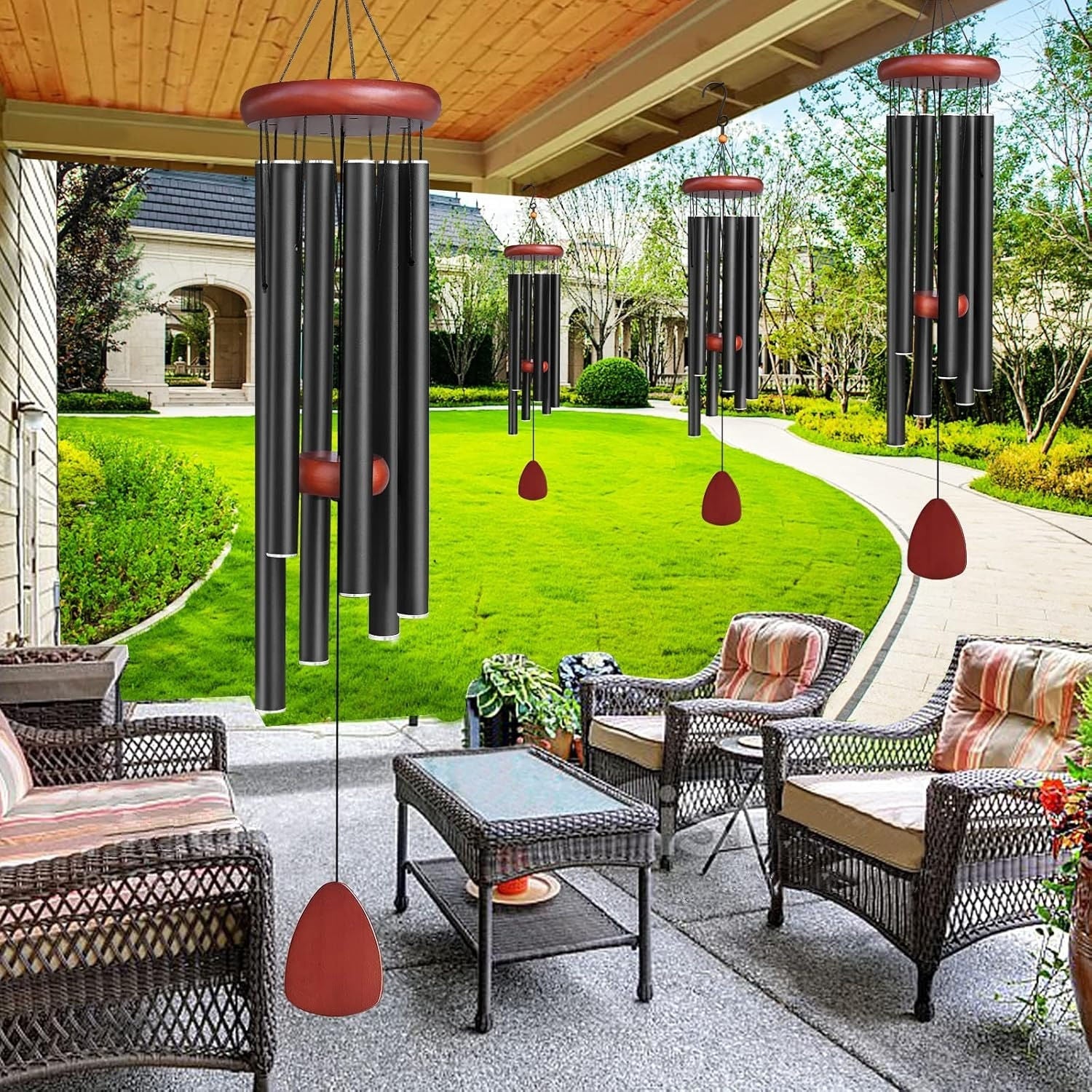 Deep Tone Wind Chimes for Garden or Patio – Large Tuned Metal Wind Bells with Soothing Resonant Sound - TARHUS