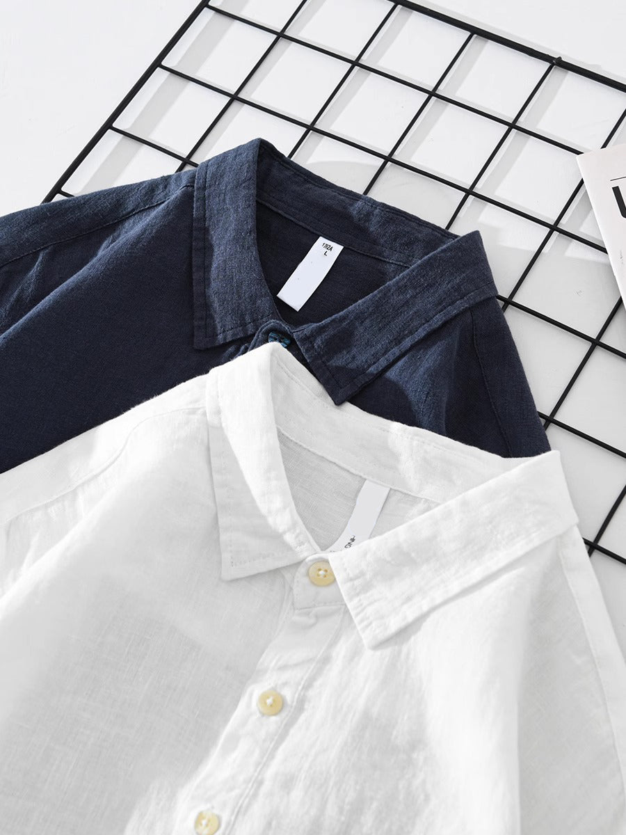 Men’s Casual Henley Shirt – Long Sleeve Cotton-Linen Pullover TARHUS
