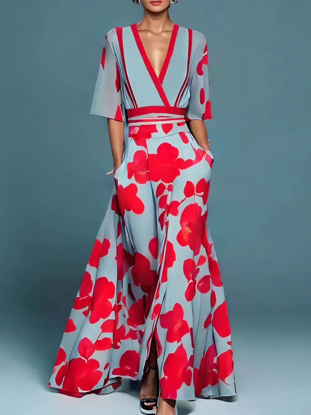 Isabella | Long Flowing Dress with Bold Floral Design for Women TARHUS  Maxi Dresses (Women)
