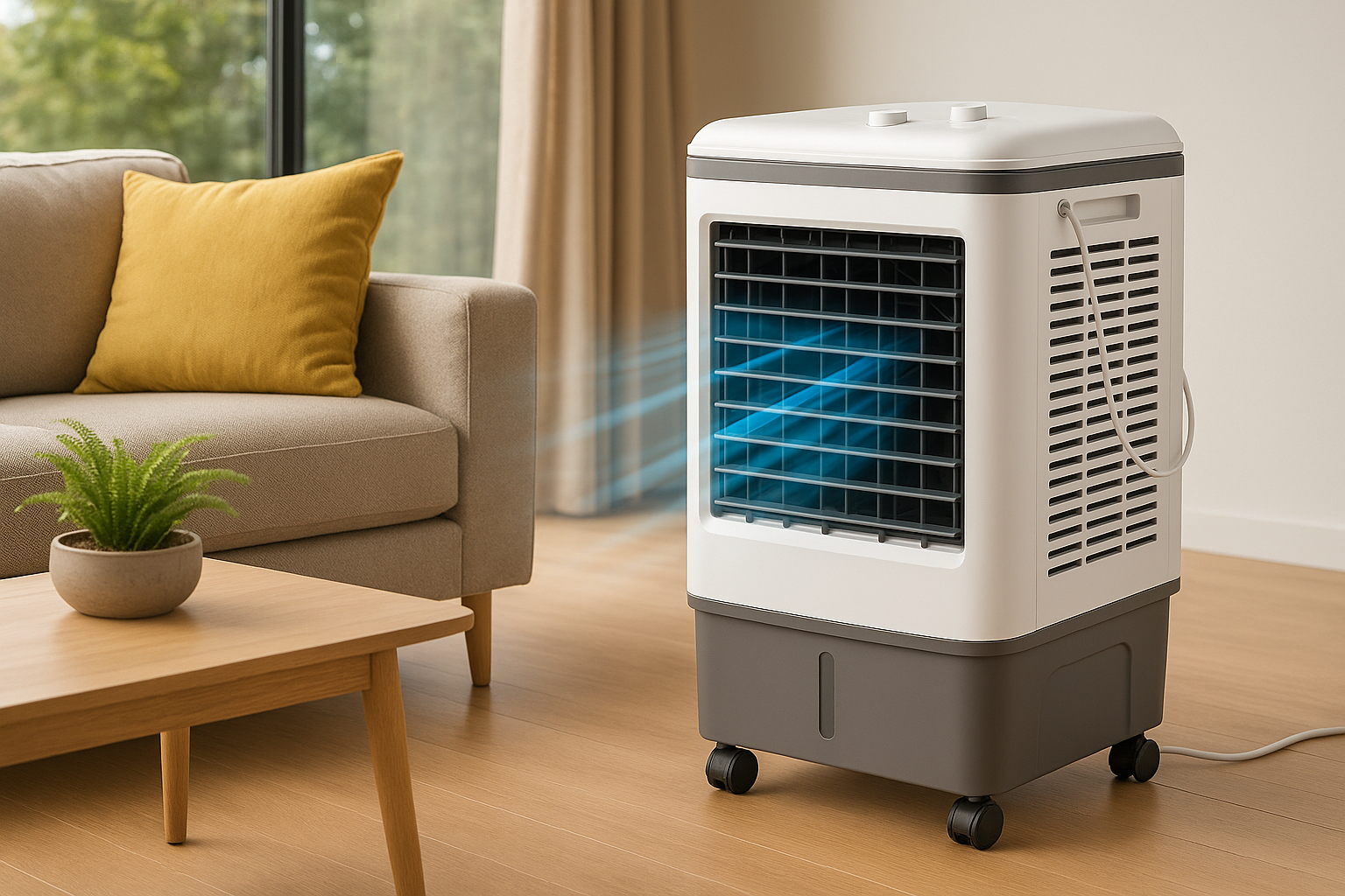 AeroCool | Industrial 4-in-1 Evaporative Cooler – 9740 CFM Air Fan with 12-Gallon Tank & Easy-Roll Wheels | High Volume Cooling | For Garages & Workshops