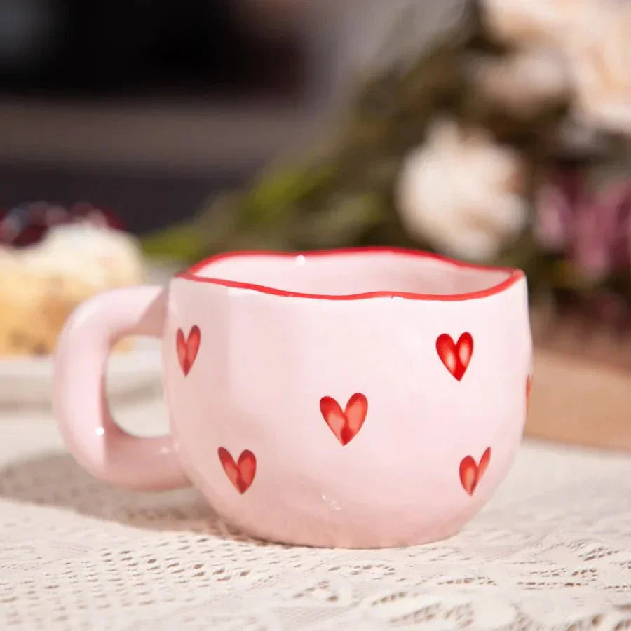Heart Print Mug | Ceramic Coffee Cup – Cozy Daily Charm TARHUS  kitchen & dining