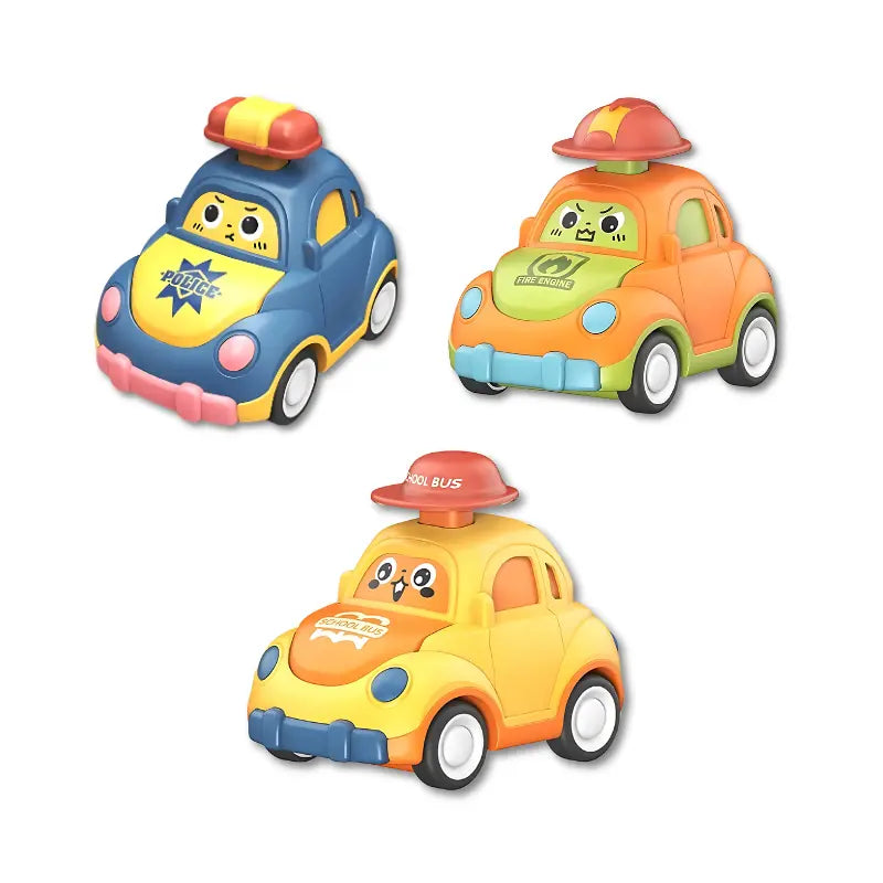 Pull Back Cartoon Car Toy Set for Kids – Fire Truck, Police & More - TARHUS