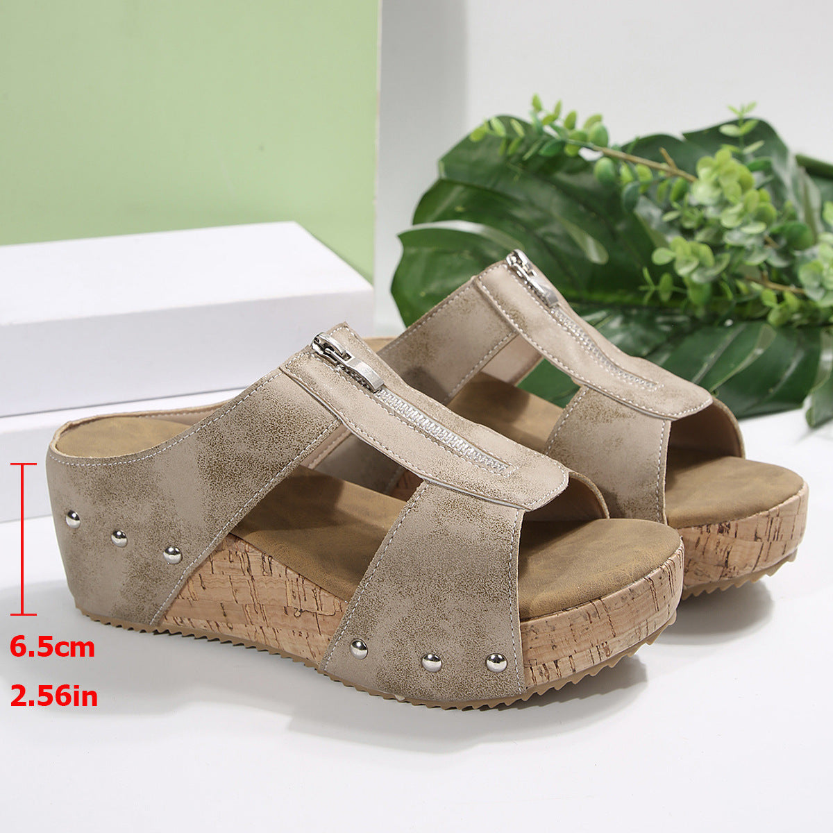 Women's Fashion Rivet Wedge Fish Mouth Thick Bottom Sandals - TARHUS