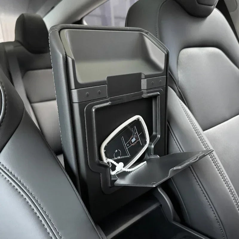 Hidden Center Console Organizer for Tesla Model Y (Juniper 2025+) – Custom Fit Storage Tray - TARHUS