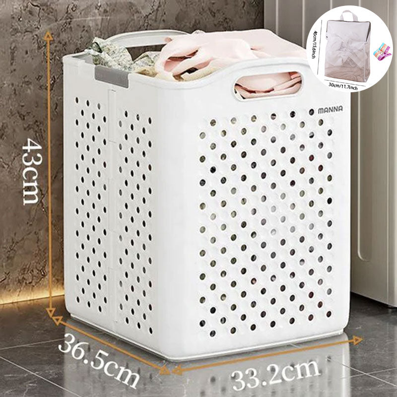 Large Capacity Collapsible Laundry Basket: Breathable Design & Built-In Wheels - TARHUS